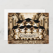 おめでとう卒業ヴィンテージ猫 ポストカード (正面/裏面)