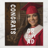 おめでとう卒業写真日付卒業スクリプモダント ワインラベル (シングルラベル)