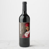 おめでとう卒業写真日付卒業スクリプモダント ワインラベル (正面)