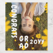 おめでとう卒業写真日付卒業スクリプモダント ワインラベル (シングルラベル)