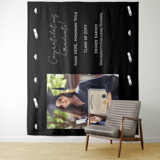 おめでとう卒業写真用背景バナー タペストリー (インサイチュ)