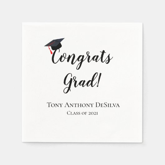 おめでとう卒業式パーソナライズされたナプキンス スタンダードカクテルナプキン (正面)