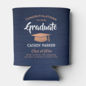 おめでとう卒業式ブラッシュドネイビーブルーホワイトカッパー 缶クーラー (裏面)