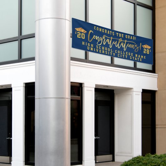 おめでとう卒業生カスタム学校卒業 横断幕 (ビルの外側)