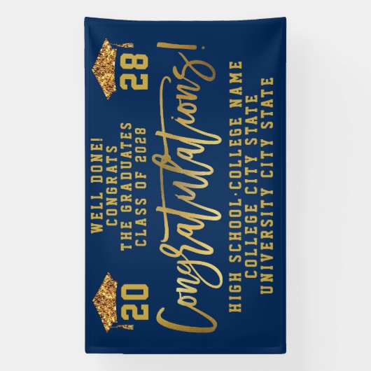 おめでとう卒業生カスタム学校卒業 横断幕 (縦)