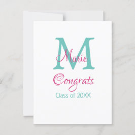 おめでとう卒業生名前のイニシャルグリーン ピンク ブルーt ポストカード
