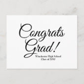 おめでとう卒業生 カスタム 白 黒 学校 クラス 年度 ポストカード (正面)