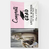 おめでとう卒業生 ピンク フォト 卒業パーティー 横断幕 (縦)