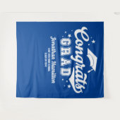 おめでとう卒業生 ブルー 卒業パーティー 背景 タペストリー (正面(横))