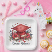 おめでとう卒業生、卒業上限、卒業証書 ペーパープレート (パーティー)