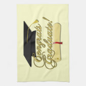 おめでとう卒業証書と卒業証書 キッチンタオル (縦)