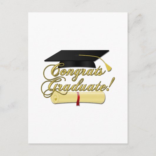 おめでとう卒業証書と卒業証書 ポストカード (正面)