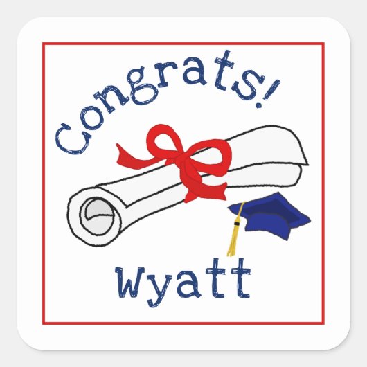 おめでとう卒業証書 スクエアシール (正面)