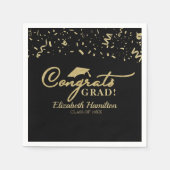 おめでとう卒業金ゴールドスクリプト卒業パーティー スタンダードカクテルナプキン (正面)