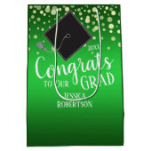 おめでとう卒業2020年グリーン ミディアムペーパーバッグ (裏面)
