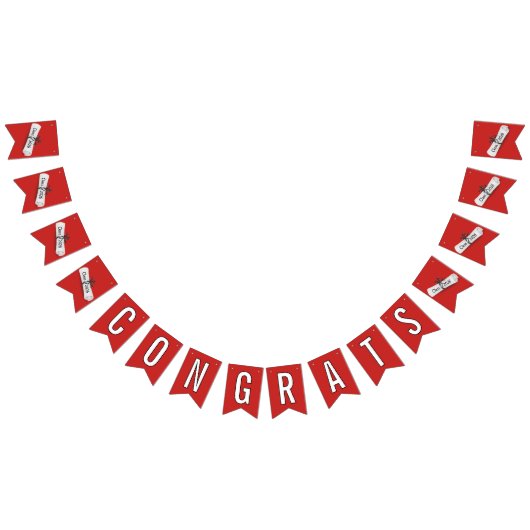 おめでとう卒業2025白の卒業証書 バンティングフラッグ (全)