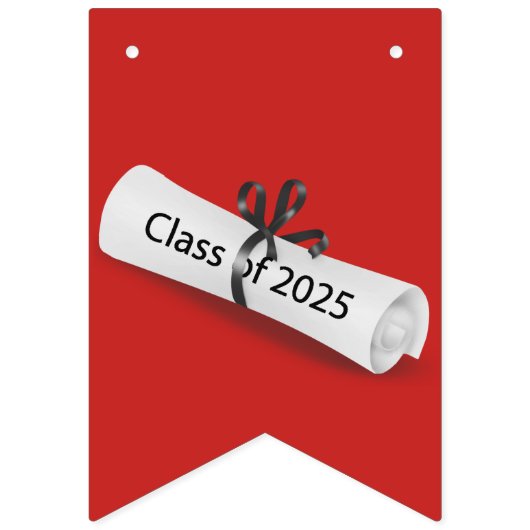 おめでとう卒業2025白の卒業証書 バンティングフラッグ (第3の旗)