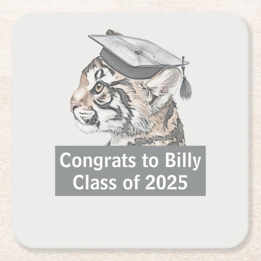 おめでとう卒業 スクエアペーパーコースター (正面)