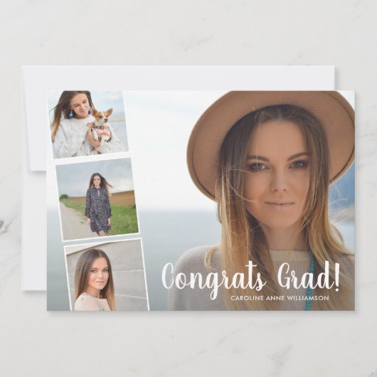おめでとう卒業、フォトコラージュ、おもしろい卒業パーティー 案内状 (正面)