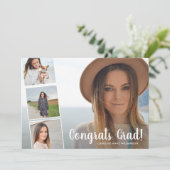 おめでとう卒業、フォトコラージュ、おもしろい卒業パーティー 案内状 (スタンド正面)