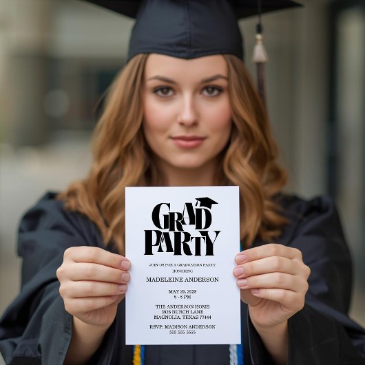 おめでとう卒業！レトロクラスの黒 招待状