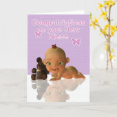 おめでとう叔母と叔父の新生児ニーチェスブラン カード (黄色い花)