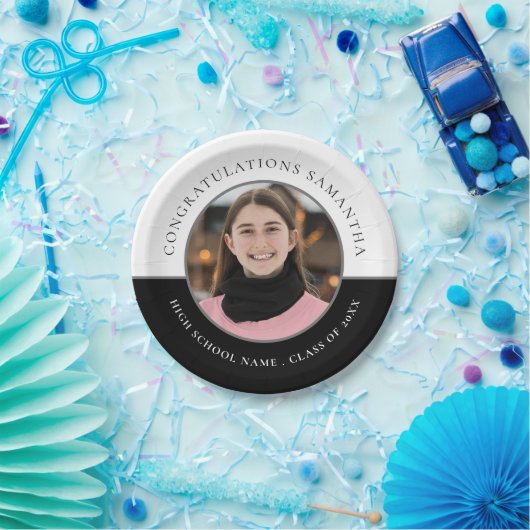 おめでとう名写真カスタム卒業式 ペーパープレート (パーティー)