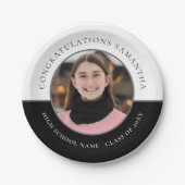 おめでとう名写真カスタム卒業式 ペーパープレート (正面)