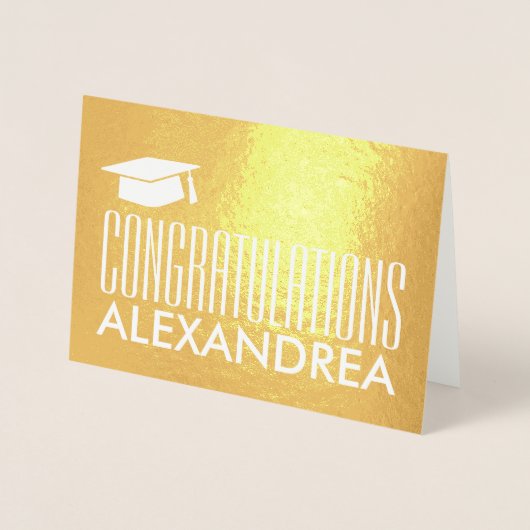 おめでとう名卒業モダン金ゴールド実在 箔カード (正面)