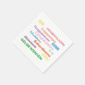 おめでとう多言語カラフルタイポグラフィ スタンダードカクテルナプキン (角)