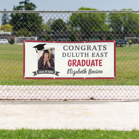 おめでとう大学院カスタムバナーグレーレッド 横断幕 (インサイチュ)