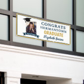 おめでとう大学院カスタムバナー金ゴールド海軍 横断幕 (ビルの外側)