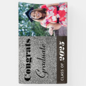 おめでとう大学院シルバーグリッターバナー 横断幕 (縦)