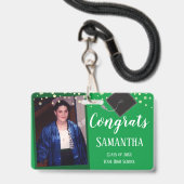 おめでとう大学院フォトグリーンバッジ1点 バッジ (正面（ネックストラップ付）)