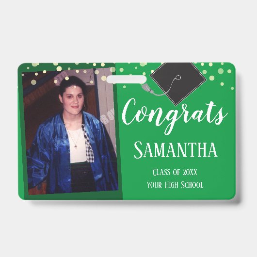 おめでとう大学院フォトグリーンバッジ1点 バッジ (正面)