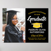 おめでとう大学院フォトブラック&金ゴールド卒業 ポスター (正面)