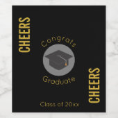 おめでとう大学院修了ブラックグラードキャップ応援 ワインラベル (シングルラベル)