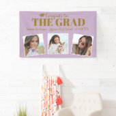 おめでとう大学院写真コラージュ紫の卒業式サイン 横断幕 (インサイチュ)