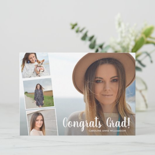 おめでとう大学院写真コラージュ金ゴールド卒業パーティー 案内状 (スタンド正面)