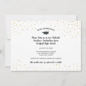 おめでとう大学院写真コラージュ金ゴールド卒業パーティー 案内状 (裏面)