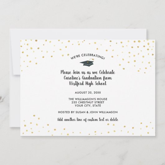 おめでとう大学院写真コラージュ金ゴールド卒業パーティー 案内状 (裏面)