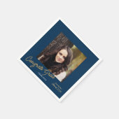 おめでとう大学院写真スクリプト卒業パーティー スタンダードカクテルナプキン (角)