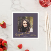 おめでとう大学院写真スクリプト卒業パーティー スタンダードカクテルナプキン (インサイチュ)