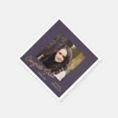 おめでとう大学院写真スクリプト卒業パーティー スタンダードカクテルナプキン (角)