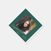 おめでとう大学院写真スクリプト卒業パーティー スタンダードカクテルナプキン (角)