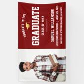 おめでとう大学院写真レッド金ゴールド卒業パーティー 横断幕 (縦)