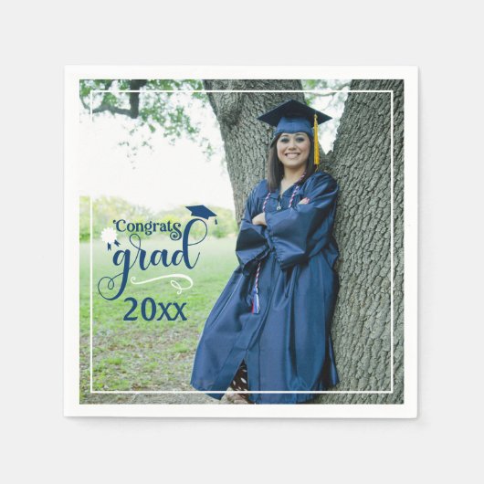 おめでとう大学院写真卒業ナプキンス スタンダードカクテルナプキン (正面)