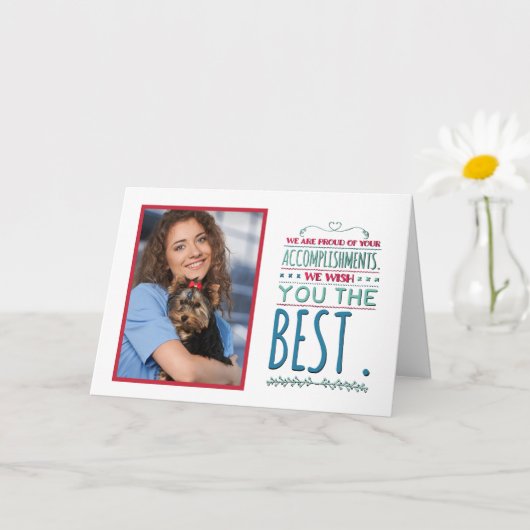 おめでとう大学院写真撮影卒業シニアクラス カード (小さな植物)