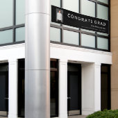 おめでとう大学院写真白黒卒業バナー 横断幕 (ビルの外側)