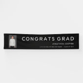 おめでとう大学院写真白黒卒業バナー 横断幕 (横)